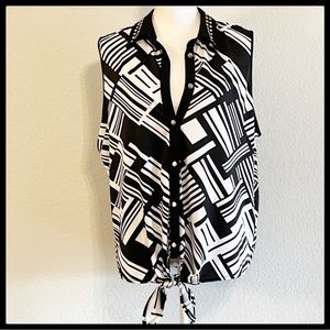 NY Collection Black & White Sleeveless Top
